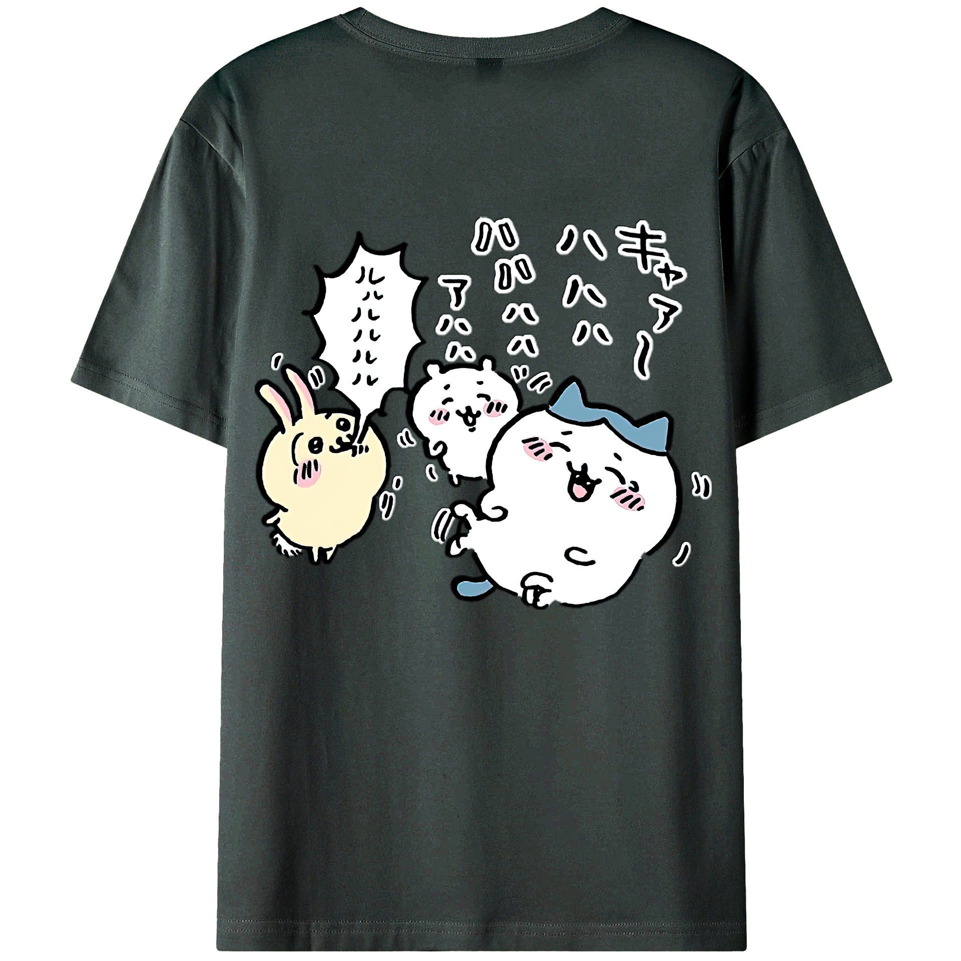 （画像用） ちいかわ うさぎ Chii-kawa usagi 綿100％ メンズ半袖Tシャツ（バックプリント） 通気性